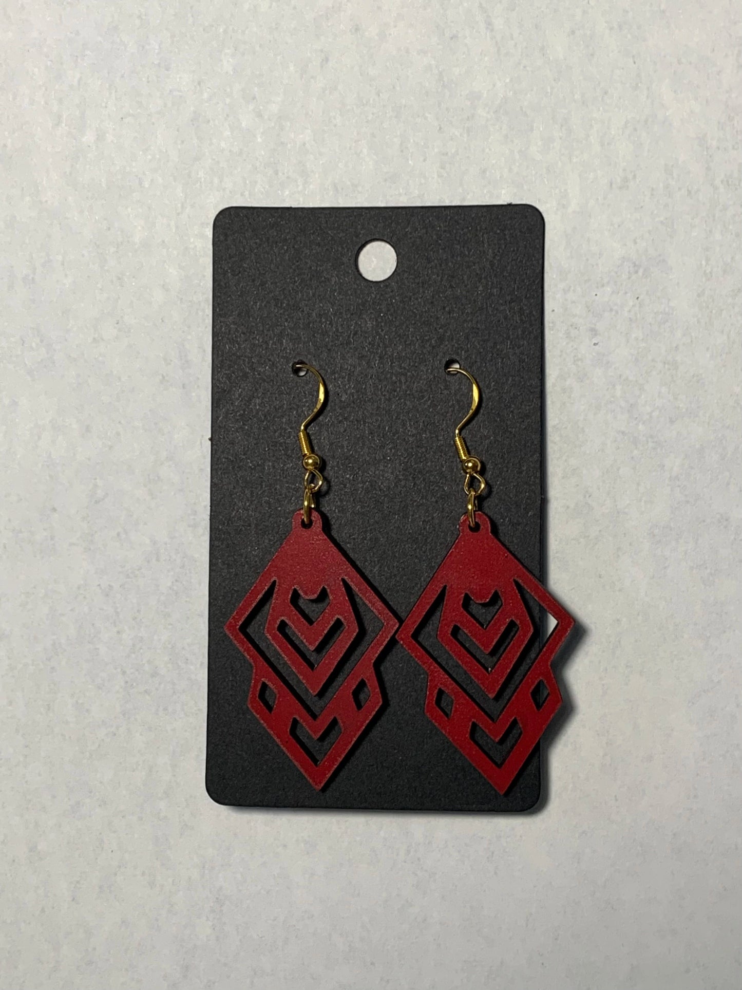 Wooden Diamond Cutout Earrings