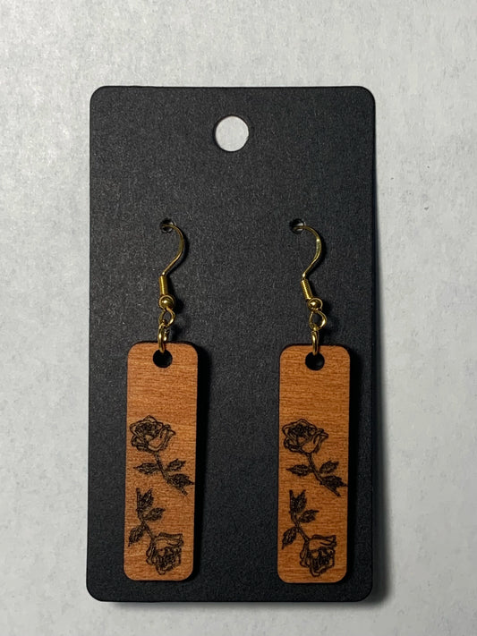 Wooden Drop Bar Earrings