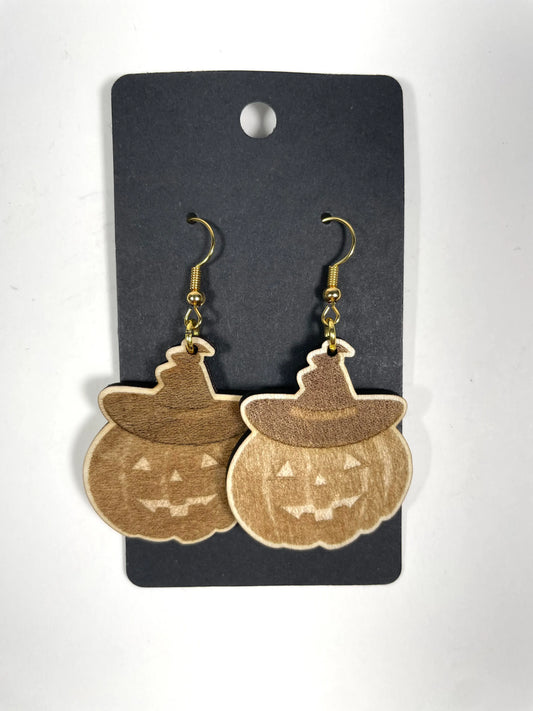 Pumpkin with Witch Hat Earrings